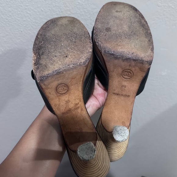 Authentic Chanel Wooden Mules with Chanel Box - Picture 11 of 13